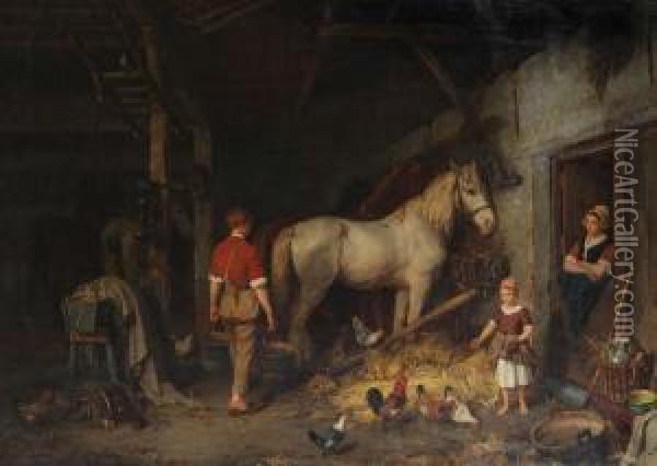'in De Stal' Oil Painting - Jean Louis van Kuyck