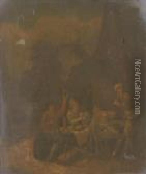 Figures In Aninterior Oil Painting - Adriaen Brouwer