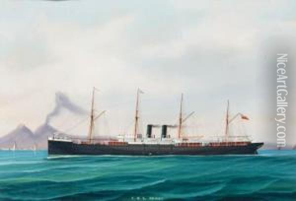 R.m.s. Orient In The Bay Of Naples Oil Painting - Atributed To A. De Simone