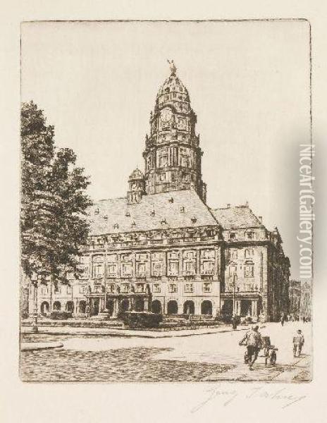 Dresden - Altstadter Rathaus Oil Painting - Georg Jahn