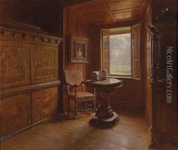 View Out Of A Window Oil Painting - Karl Friedrich Gsur