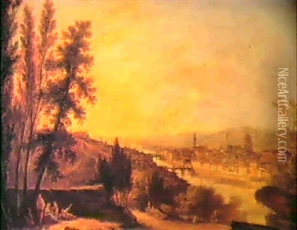 A View Of Florence From San Miniato Oil Painting - Giovanni Signorini