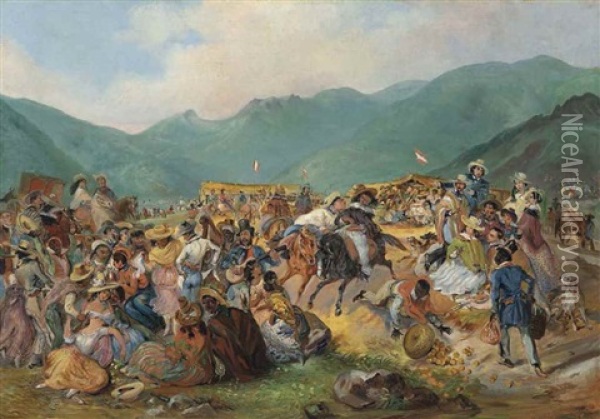 The Fiesta Of San Juan In Amencaes Oil Painting - Johann Moritz Rugendas