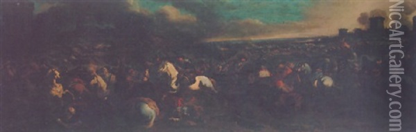 A Battle Between Christians And Turks Oil Painting - Francesco Monti