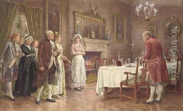 Placing the guests on Christmas Eve Oil Painting - George Goodwin Kilburne