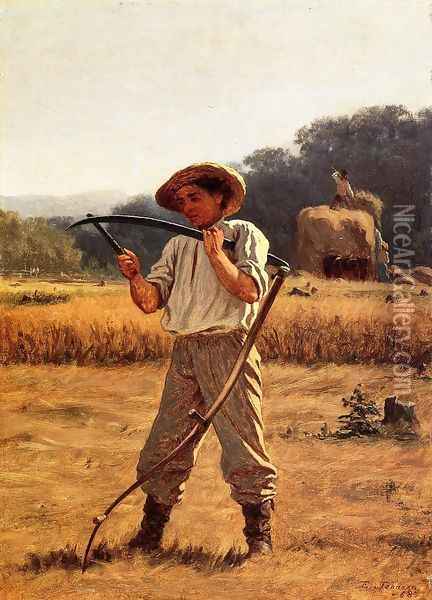 Man with Sythe Oil Painting - Eastman Johnson