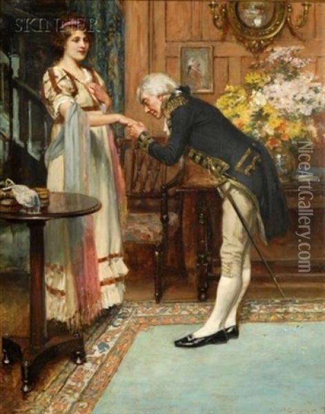 The Visitor - Lady Middleton And Lord Nelson Oil Painting - Arthur David Mccormick