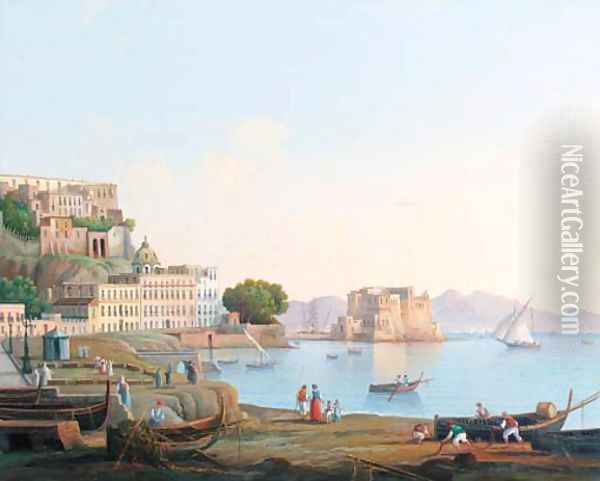A veduta of Naples Oil Painting - Neapolitan School