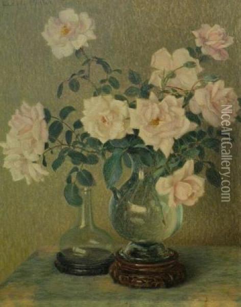 Still Life With Roses Oil Painting - Adele Herter