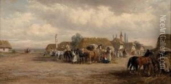 Ungarische Dorfszene Oil Painting - Alfred Steinacker