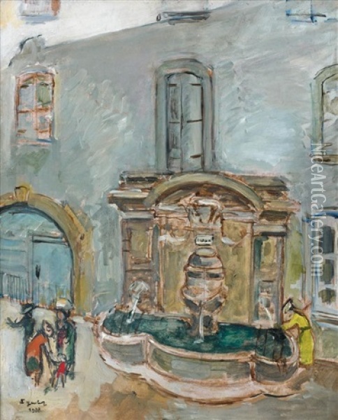 La Fontaine De Vence Oil Painting - Francis Gruber