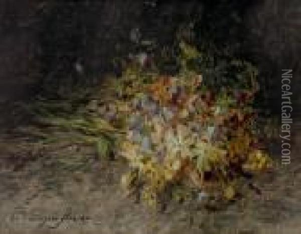 Ein Wildblumenstrauss (a Spray Of Wild Flowers) Oil Painting - Olga Wisinger-Florian