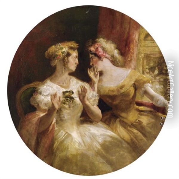 Gossips At The Opera Oil Painting - George Cruikshank