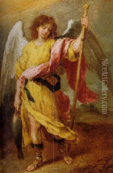 The Archangel Raphael Oil Painting - Bartolome Esteban Murillo