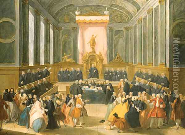 A Tribunal Oil Painting - Franois Octavien