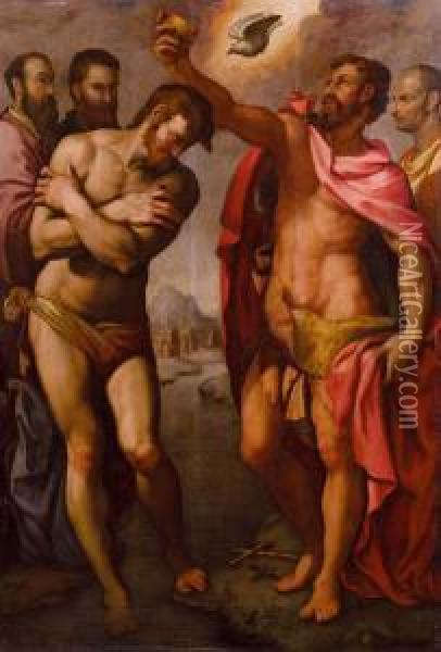 Battesimo Di Cristo Oil Painting - Michele di Ridolfo del Ghirlandaio (see Tosini)