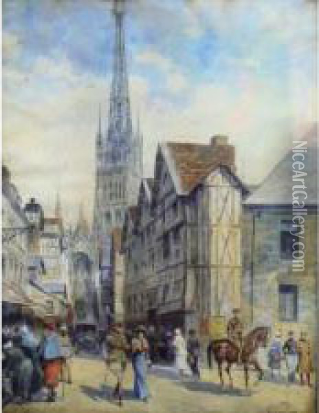 Rouen Pendant La Guerre Oil Painting - Julien T'Felt