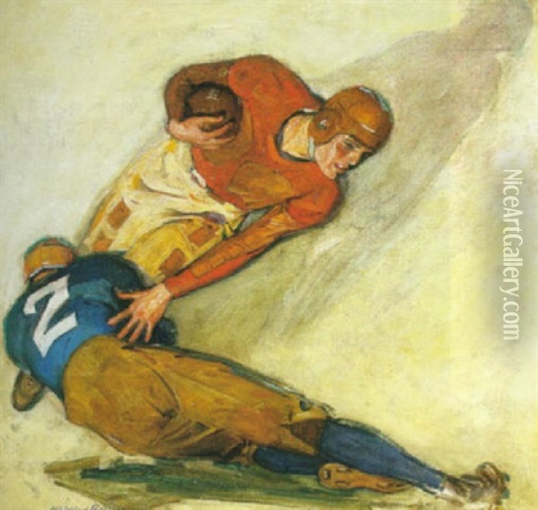 The Tackle Oil Painting - Mcclelland Barclay