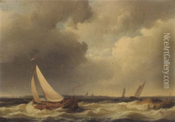 Sailing Vessels Offshore Oil Painting - Pieter Hendrik Thomas
