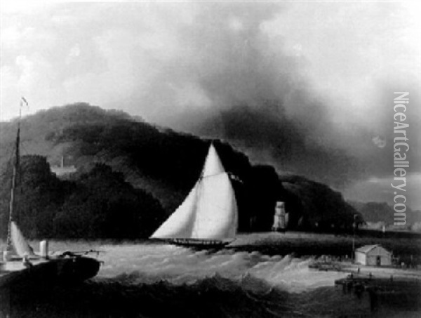 Shipping On The Hudson River Oil Painting - Edmund C. Coates