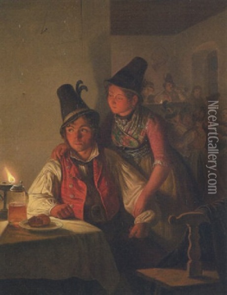 Der Schmollende Oil Painting - Carl Friedrich Moritz Mueller