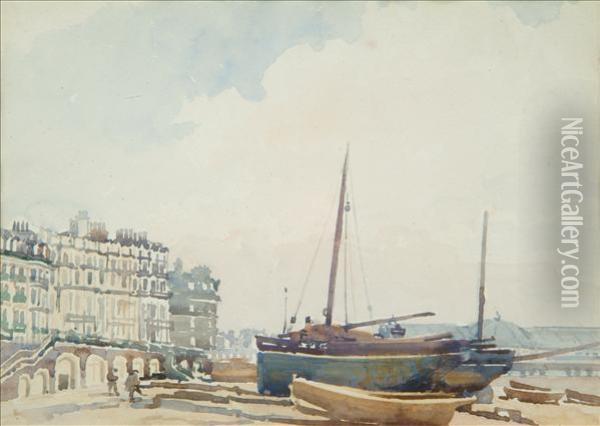 Brighton Pierfrom The West Brighton Pier From The East A Pair Oil Painting - R. Andreae Conrad