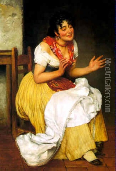 Neapoletanisches Madchen Oil Painting - Eugen von Blaas