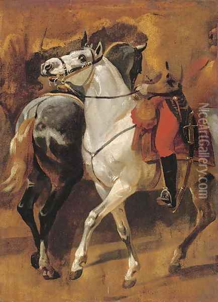 Study for the equestrian portrait of General Dumouriez at the Battle of Jemappes Oil Painting - Horace Vernet