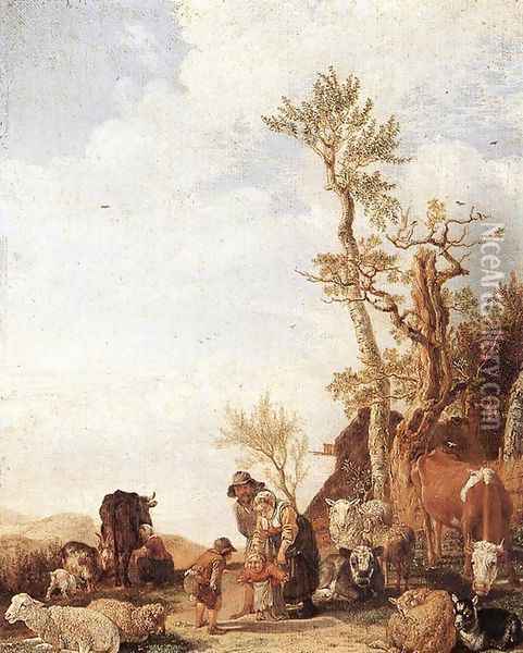 Peasant Family with Animals 1646 Oil Painting - Paulus Potter