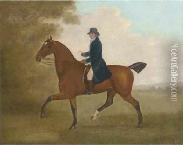 A Gentleman On A Chestnut Hunter Oil Painting - John Nost Sartorius