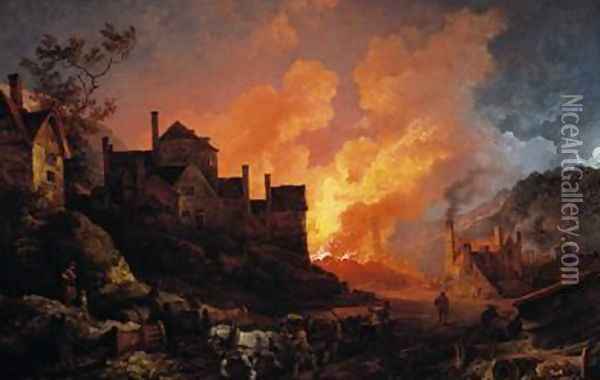 Coalbrookdale by Night 1801 Oil Painting - Philip Jacques de Loutherbourg