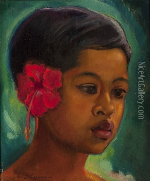 Tjokorde Alit, Small House Servant Of Anak Agoeng, Governor Of Bangli, Z. Bali Oil Painting - Charles Sayers