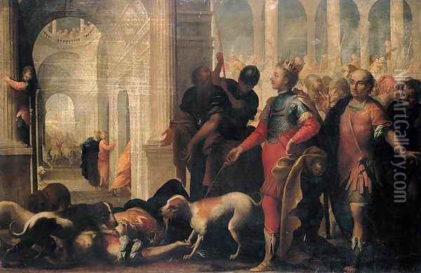 Queen Jezabel Being Punished by Jehu Oil Painting - Andrea Celesti