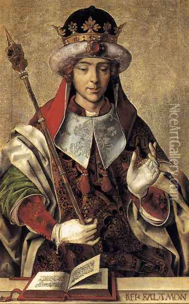 Salomon c. 1500, Oil on wood Oil Painting - Pedro Berruguette