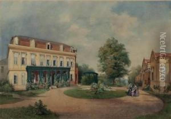Landhaus Der Familie Albert Hardt In Hadersdorf Bei Wien Oil Painting - Emanuel Ritter Von Stockler