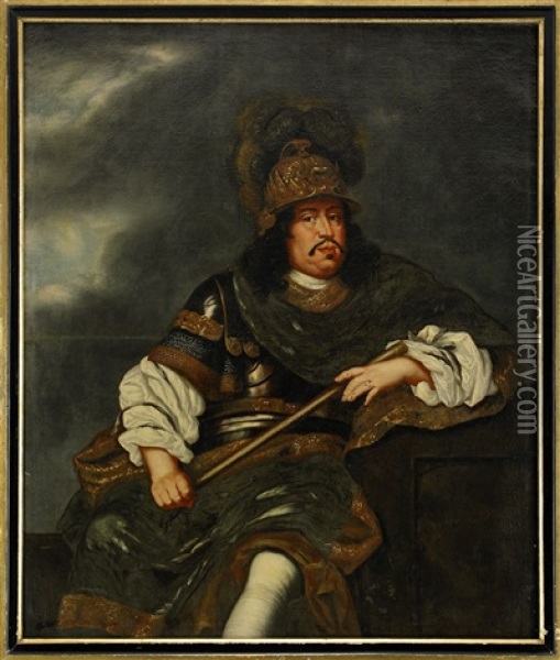 Portratt Av Kung Karl X Gustav (1622-1660) Oil Painting - David Klocker Von Ehrenstrahl