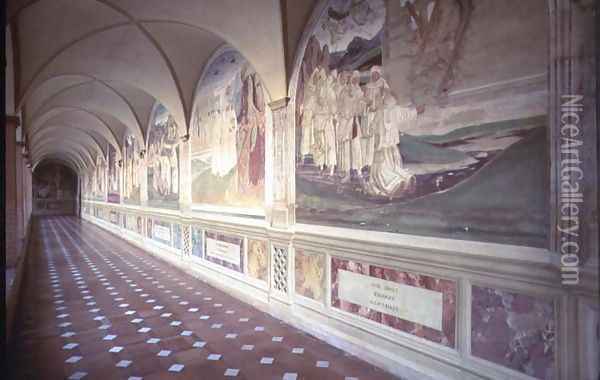 Corridor showing the Life of St. Benedict Oil Painting - L. & Sodoma Signorelli