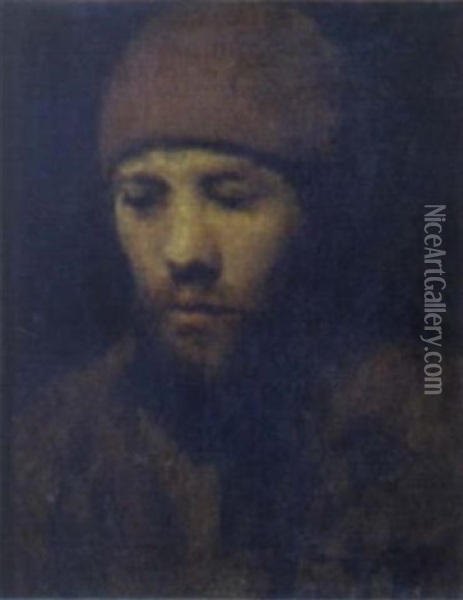 Portrait Of A Bearded Young Man Wearing A Cap Oil Painting -  Rembrandt van Rijn