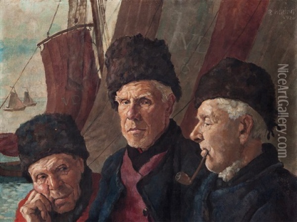 Frisian Fishermen Oil Painting - Georg Hering