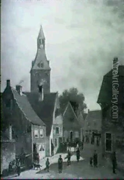 Town Square Oil Painting - John Frederik Hulk the Younger