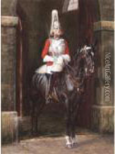 Guardsmen On Horseback Oil Painting - Percy Fred. Seaton Spence