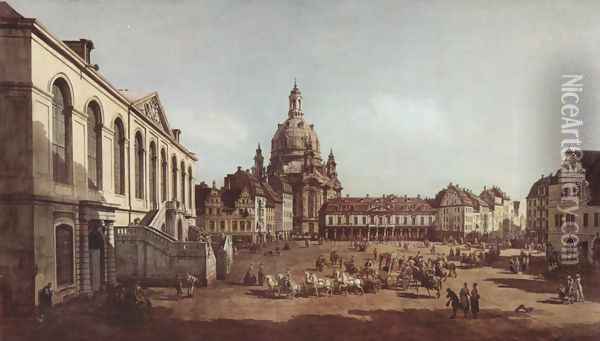 View of Dresden, the Neumarkt in Dresden, Jewish cemetery, with women's Church and the Old Town Watch, detail Oil Painting - (Giovanni Antonio Canal) Canaletto