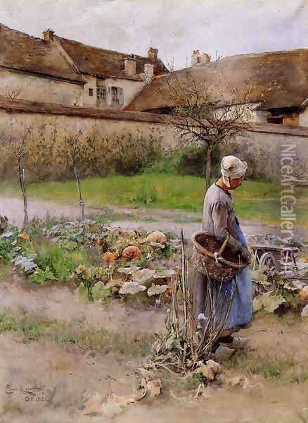 October, The Pumpkins Oil Painting - Carl Larsson