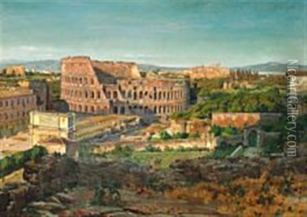 The Colosseum Seen From The Palatine Hill Oil Painting - Thorald Laessoe