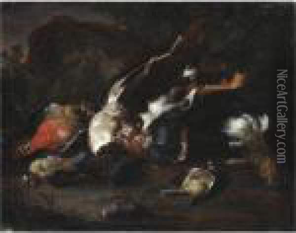 Natura Morta Di Cacciagione Con Un'anatra Oil Painting - Frans Werner Von Tamm