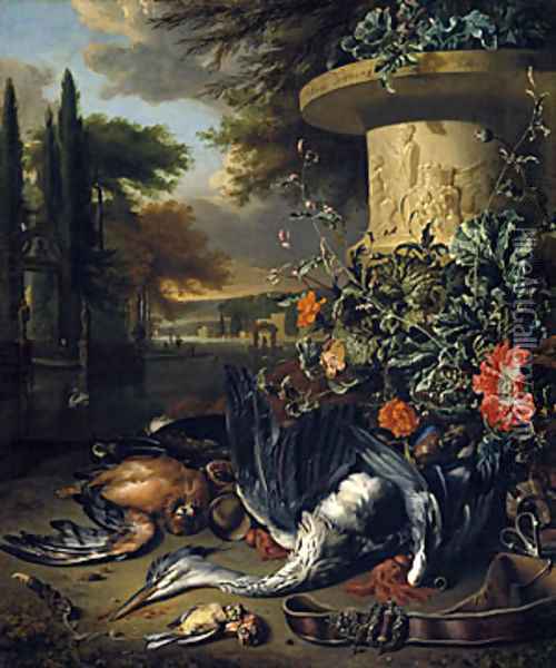 Falconers Bag 1695 Oil Painting - Jan Weenix