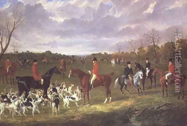 The Meet of the East Suffolk Hounds at Chippenham Park Oil Painting - John Frederick Herring Snr
