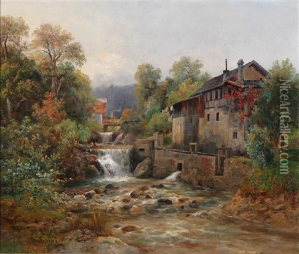 By The Millstream Oil Painting - Emil Barbarini