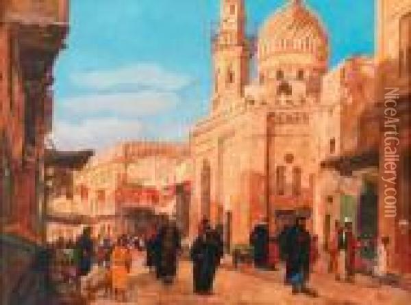 Vue De La Mosquee Du Sultan Eyup E Istanbul Oil Painting - Georg Macco