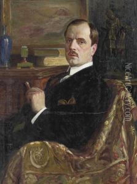 Portrait Of Leo Maskovskii Oil Painting - Nikolai Strunnikov